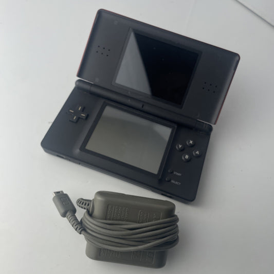 Nintendo DS Lite Crimson Handheld Console Red/Black With Charger No Stylus