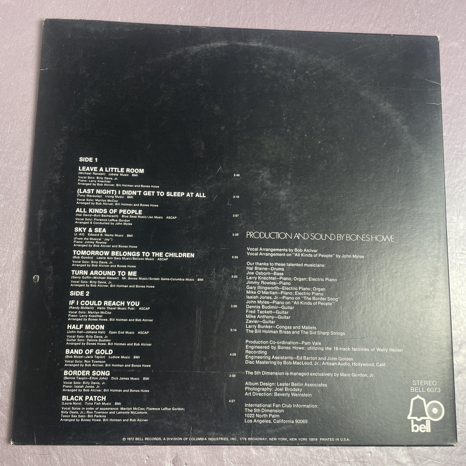 Vintage 5th Dimension Individually & Collectively 12" Vinyl LP 1972 El Pop Soul