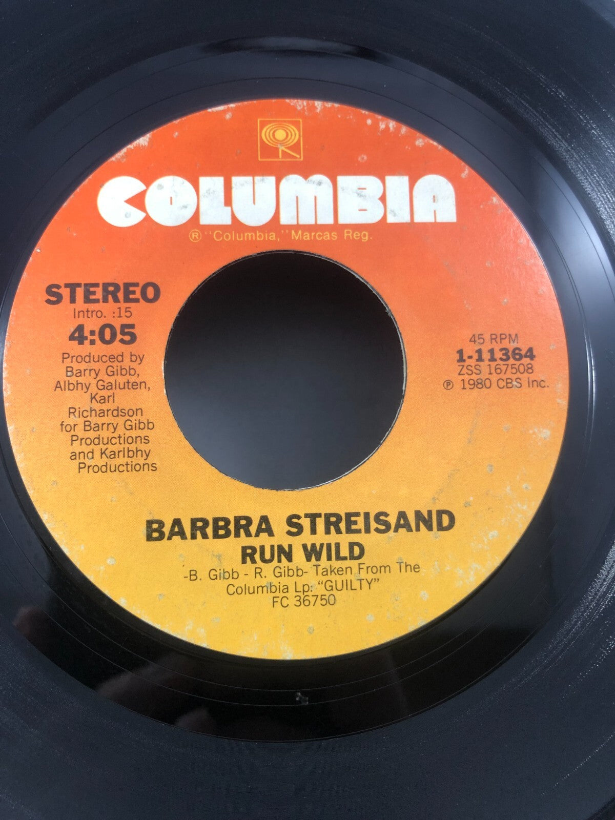 Barbra Streisand - Run Wild / Woman in Love - 45 Record - 1980 VG+ see pics