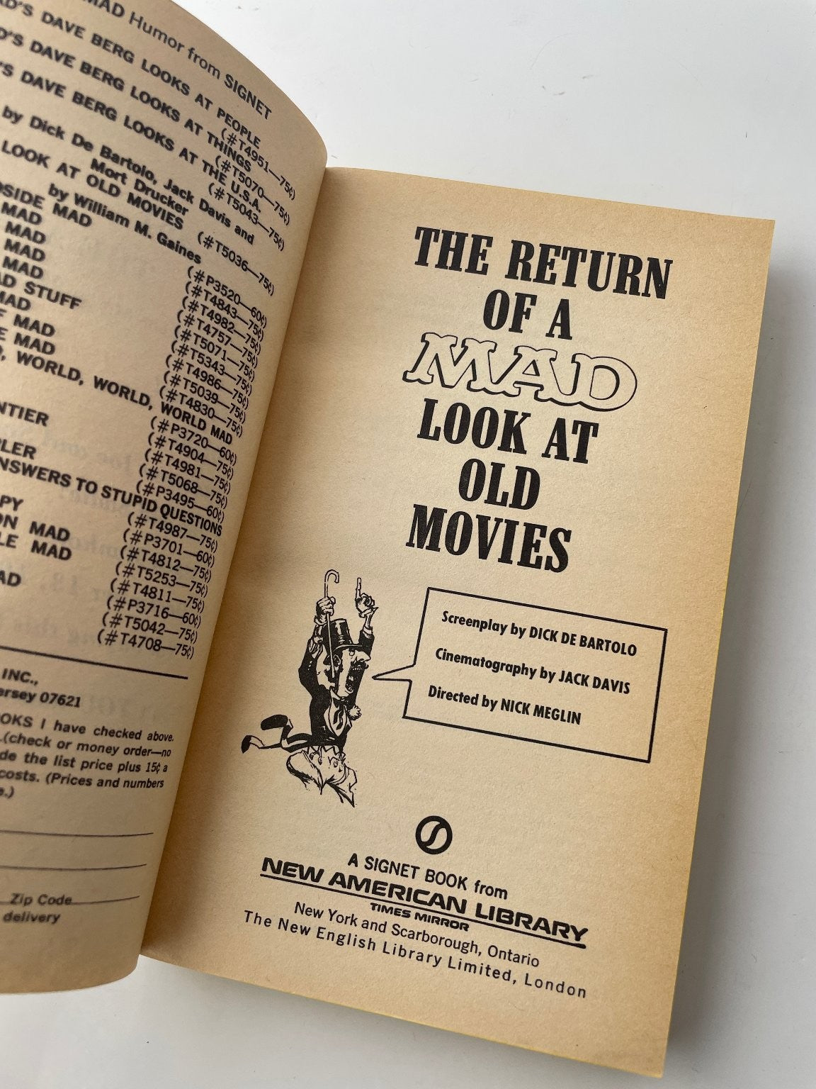 The Return of a MAD Look at Old Movies Dick De Bartolo 1970 Signet