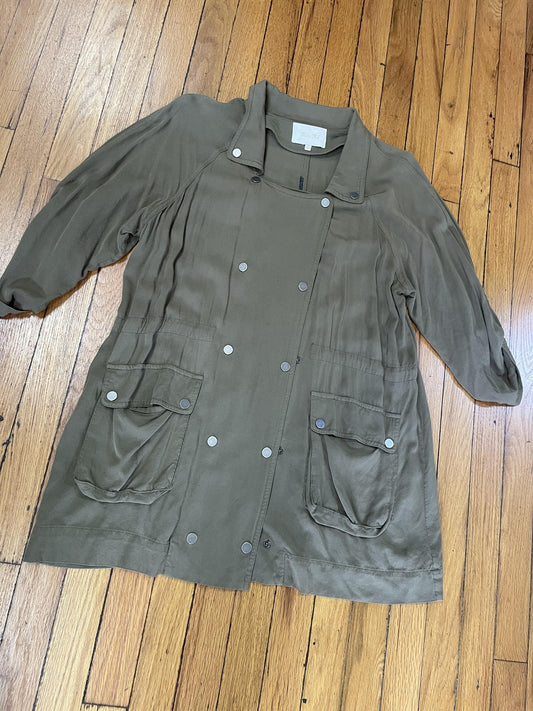 Miss Me Jacket Womens Medium Olive Embroidered Utility Anorak Snap Front Aztec