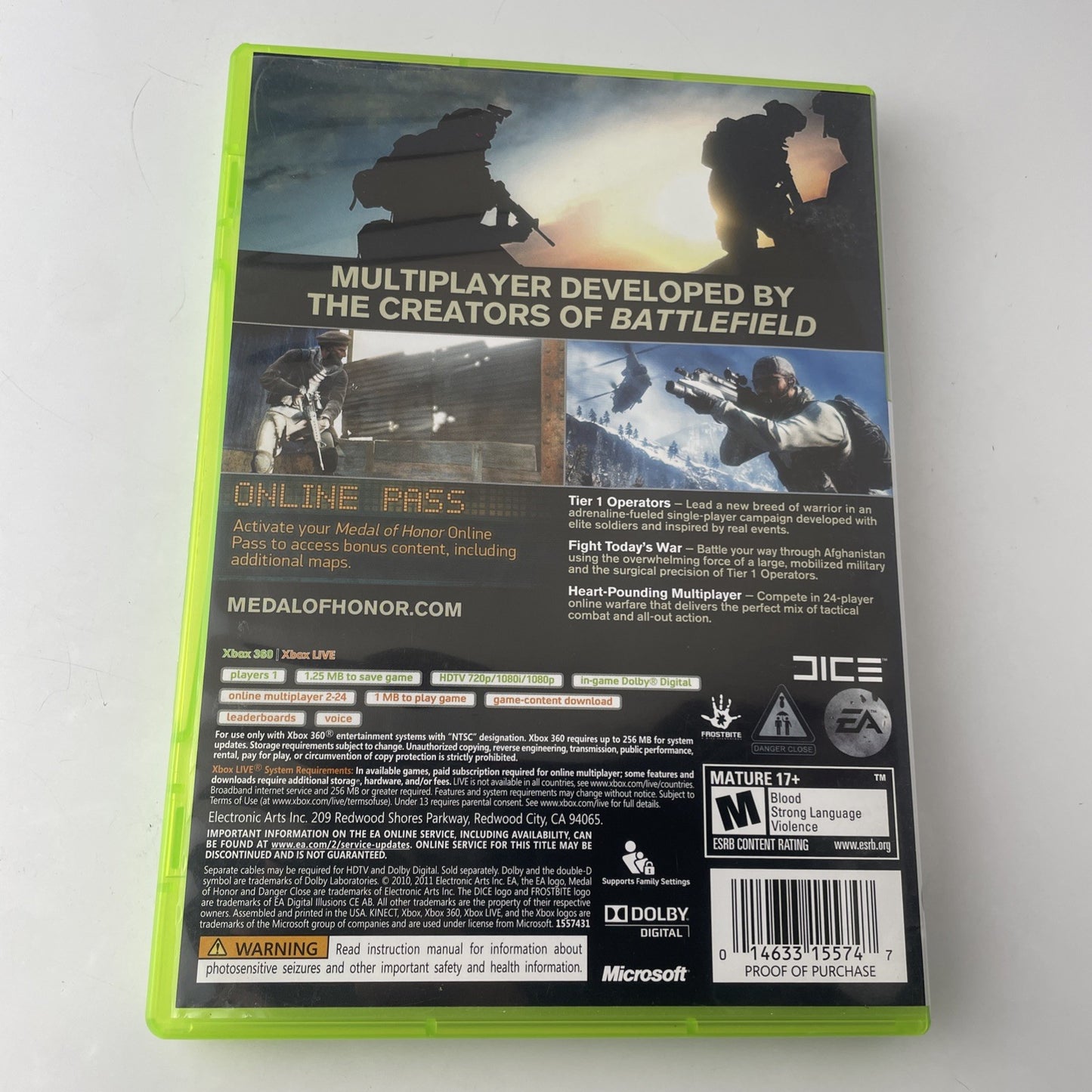 Medal Of Honor Xbox 360 No Manual Mint Disc