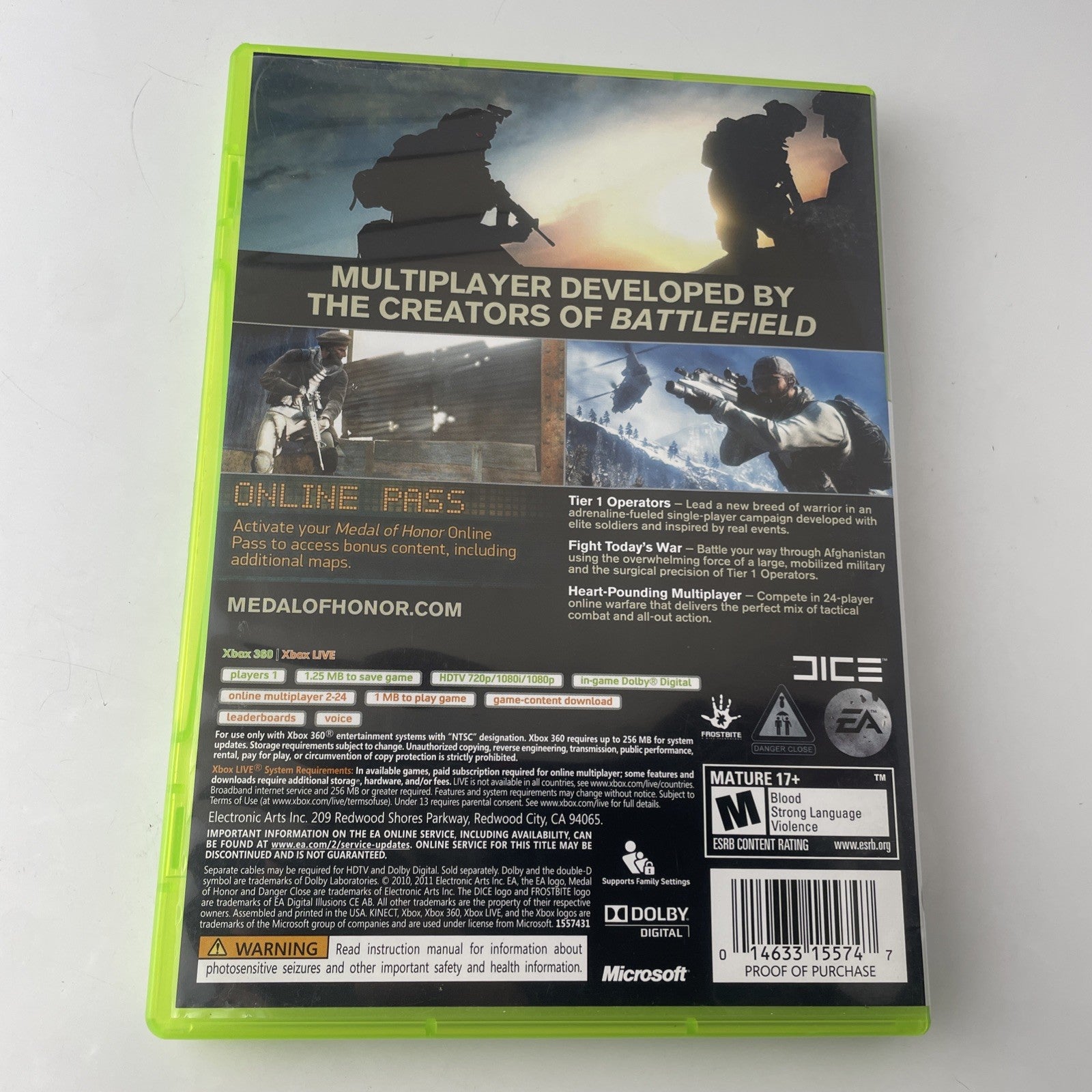 Medal Of Honor Xbox 360 No Manual Mint Disc