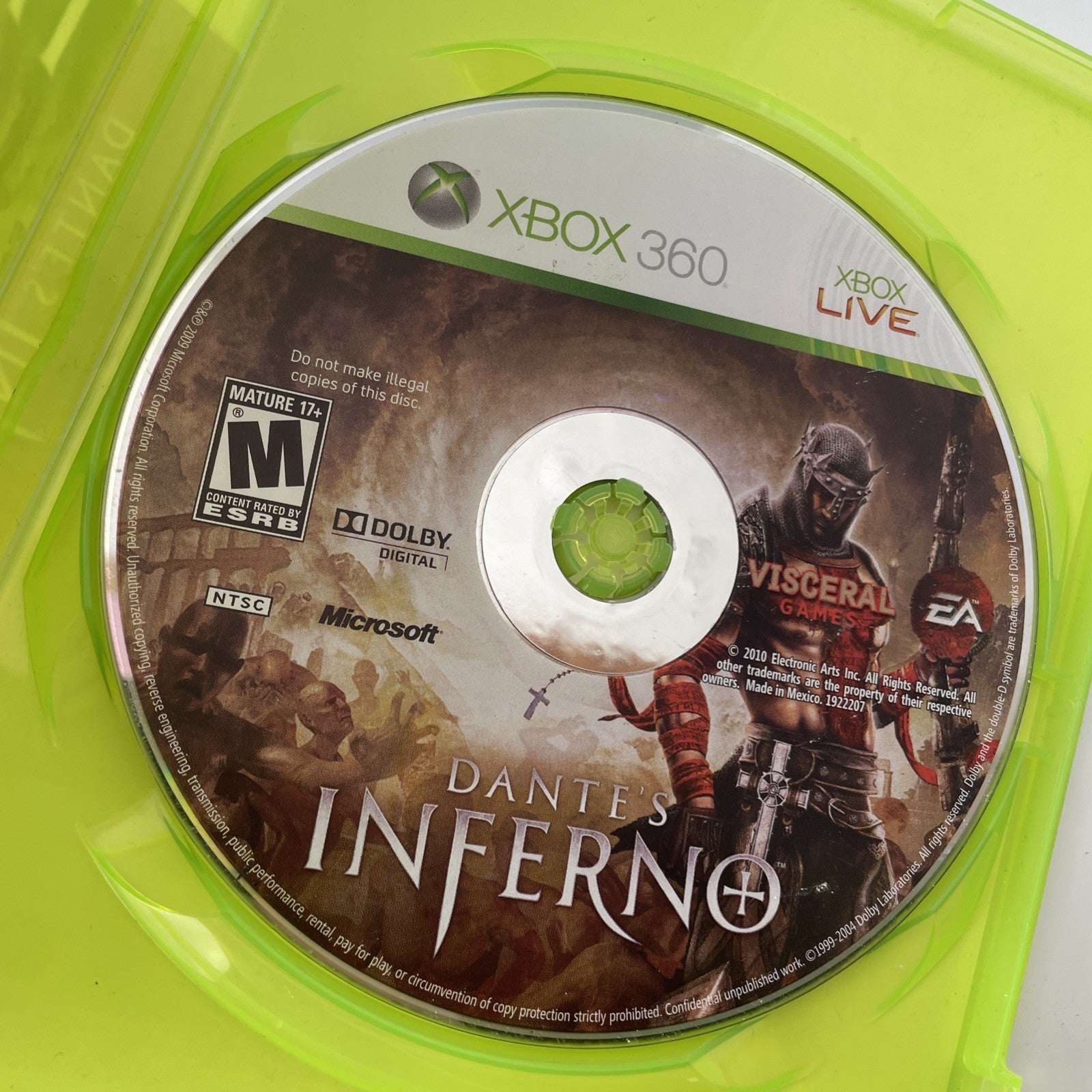 Dante's Inferno (Microsoft Xbox 360, 2010) No Manual