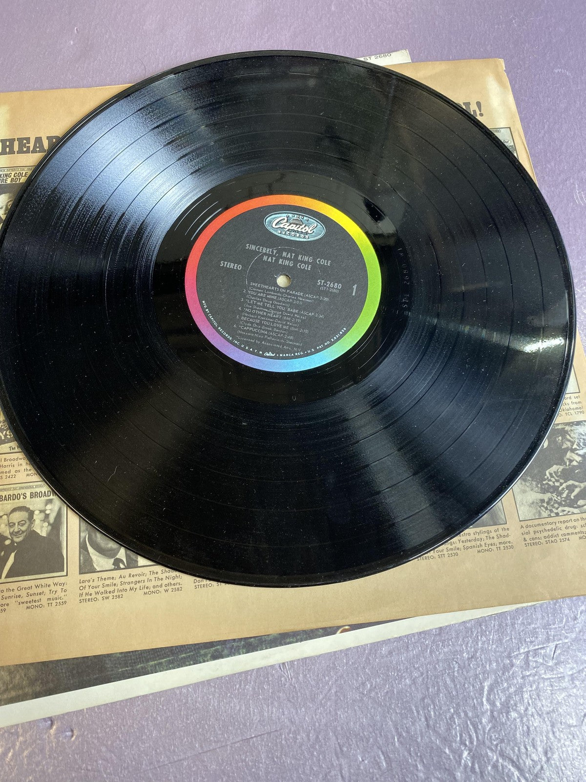 Vintage Nat King Cole Sincerely Nat King Cole Vinyl LP 1966 Capitol Jazz Vocal