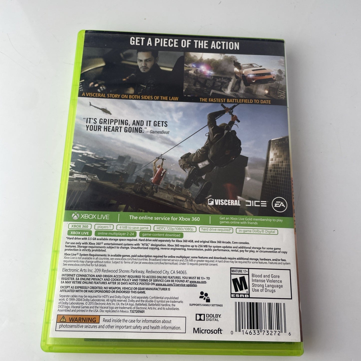 Battlefield Hardline (Microsoft Xbox 360, 2015) Complete Tested Working CIB 