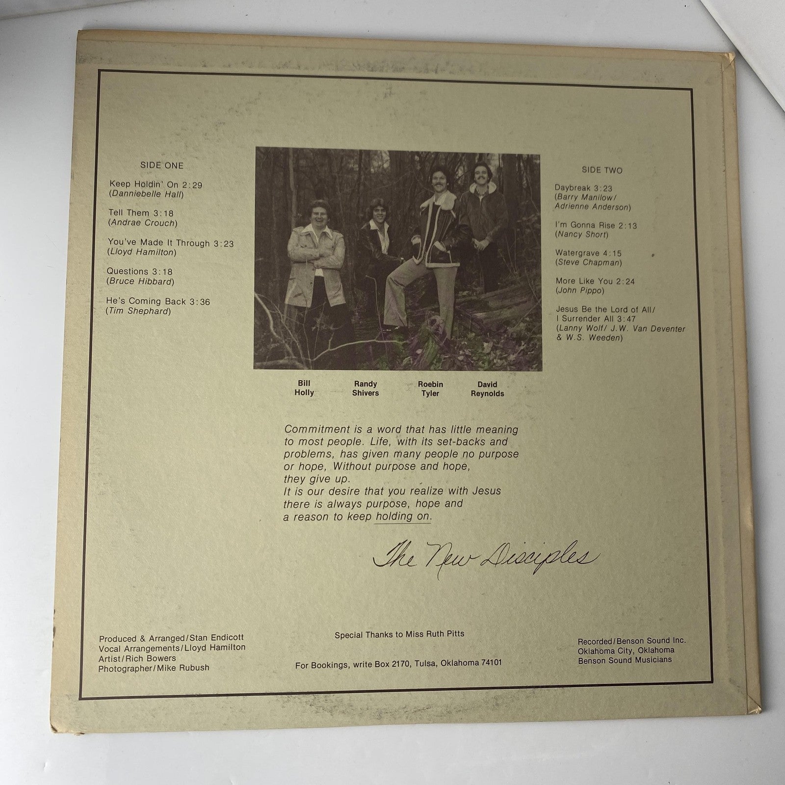 Vintage New Disciples Holding On 12" Black Vinyl LP Sound Christian Gospel