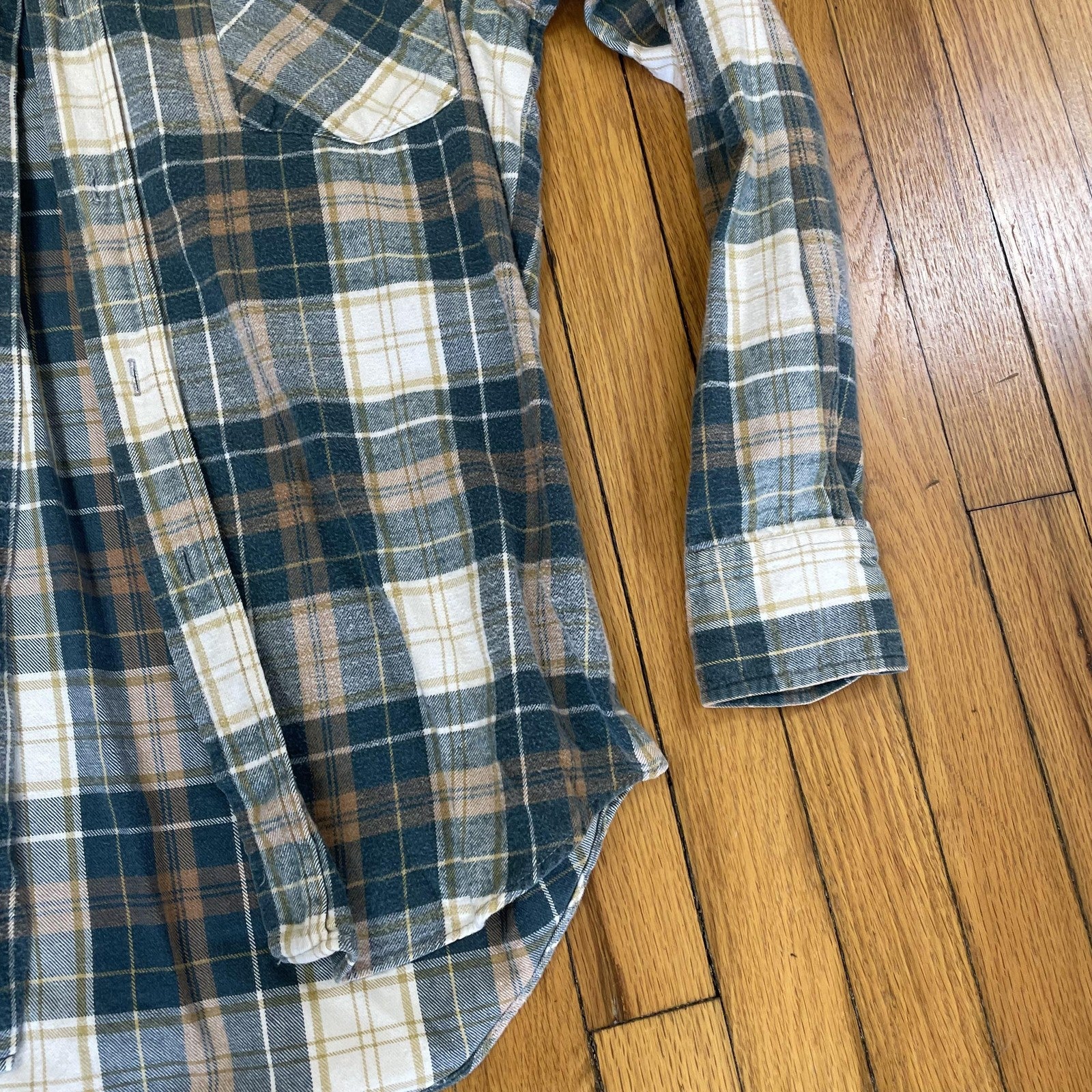 Windbreaker Shirt Mens Medium Plaid Flannel Button Up Pockets Casual