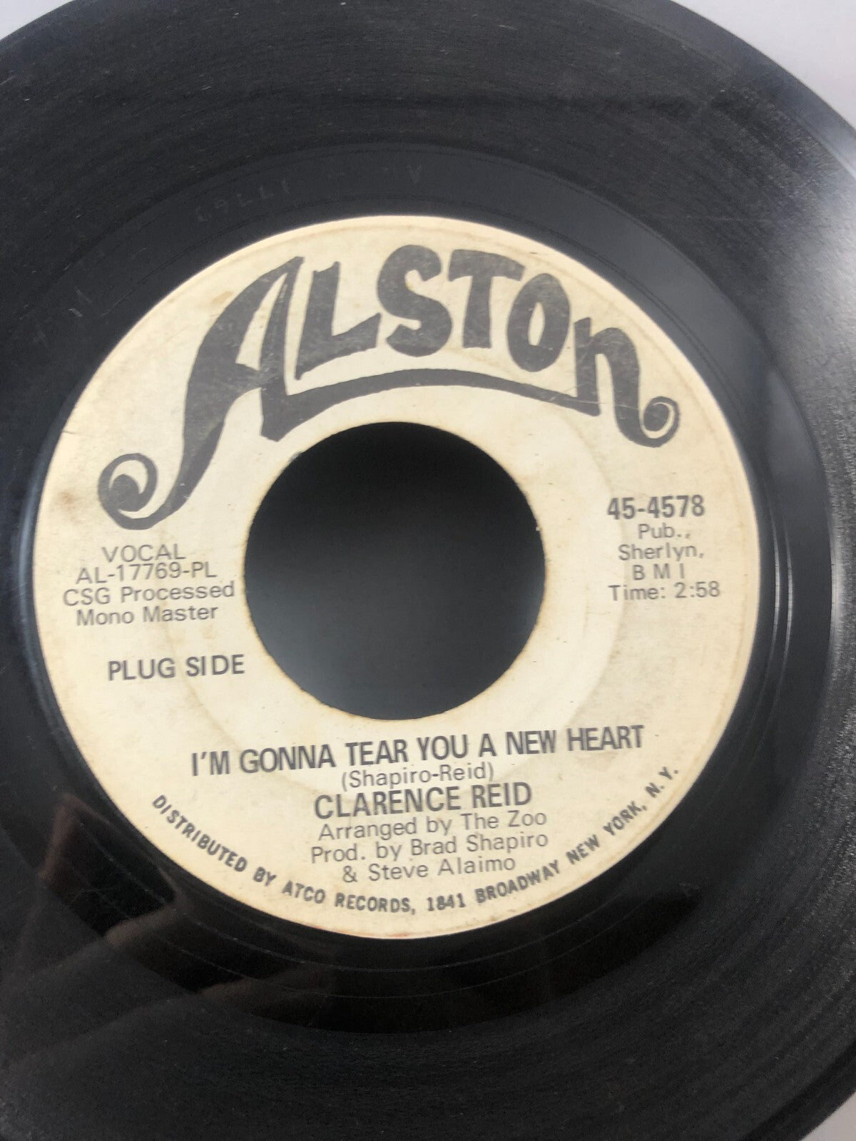 CLARENCE REID I'm Gonna Tear You A New Heart Vinyl 45 G Promo 1969 Soul