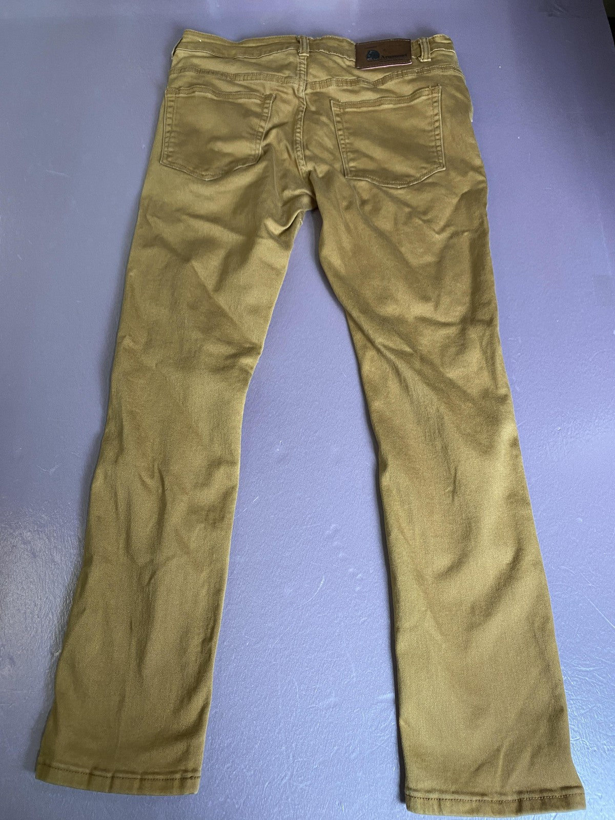 Argonaut Jeans Mens 34x32 Gold Distressed Skinny Slim Stretch Denim Pants