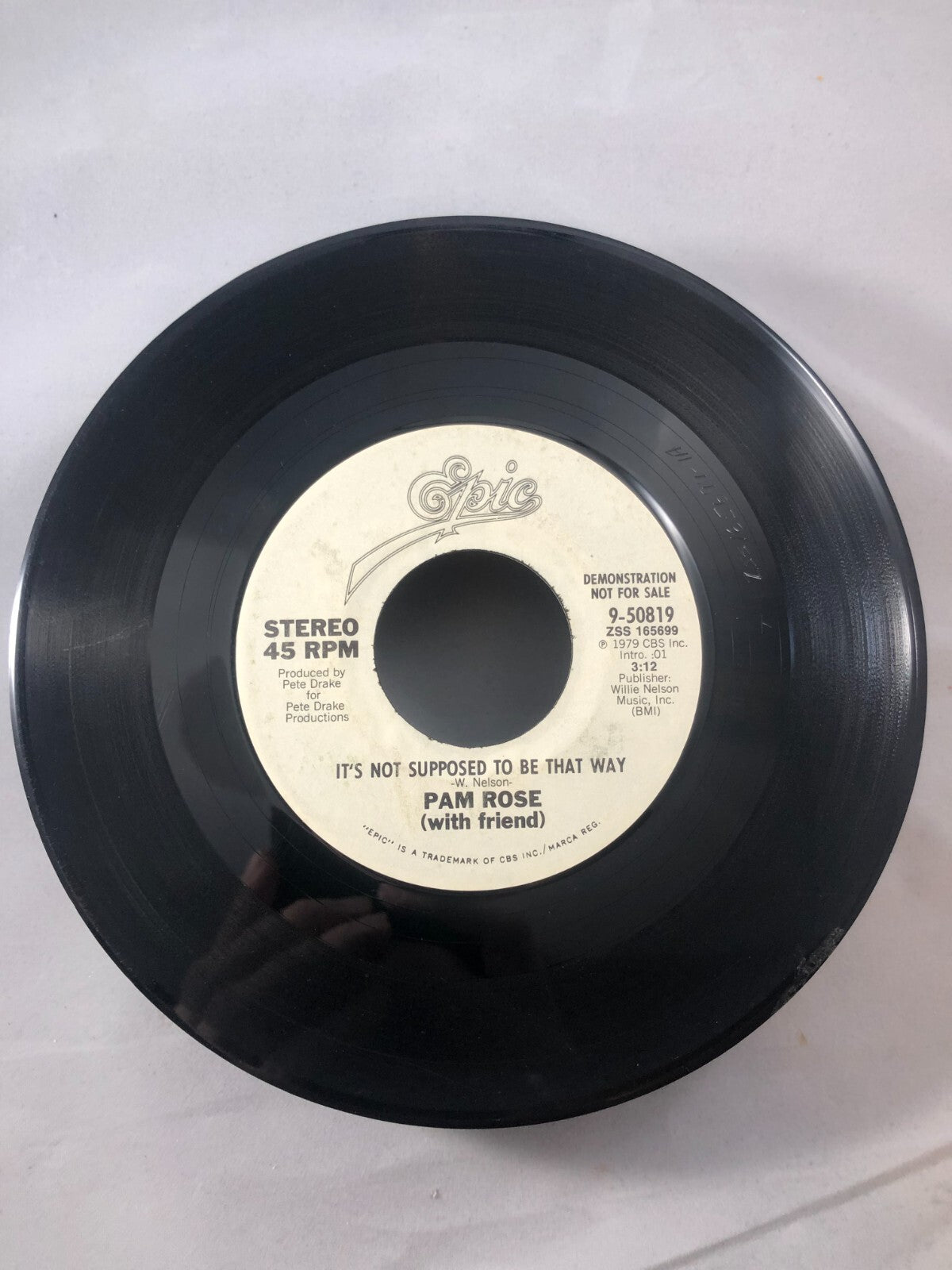 Promo!  Pam Rose ‎– It's Not Supposed To Be That Way / Same, 45 RPM VG+ (W4)