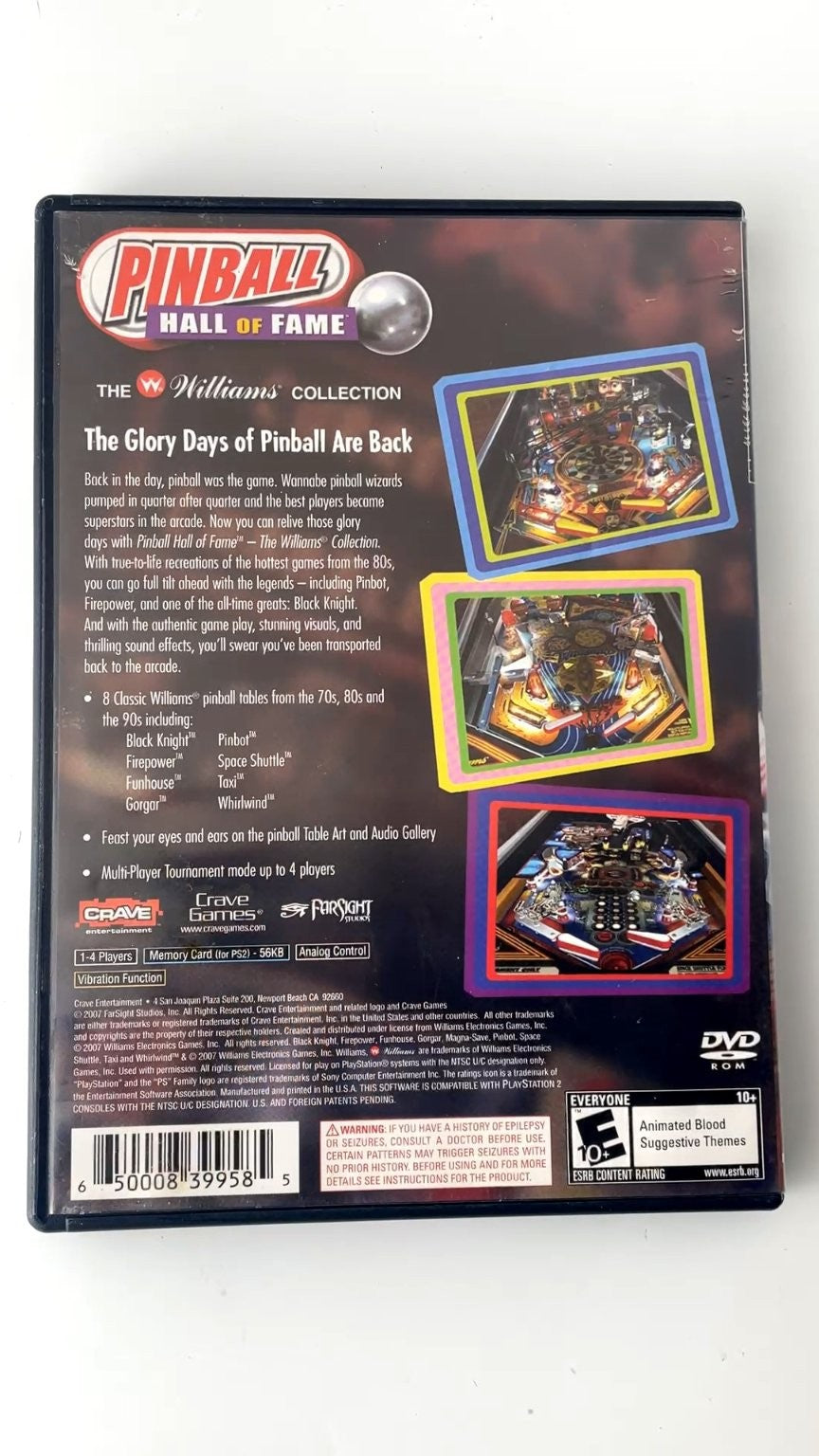 Pinball Hall of Fame The Williams Collection PlayStation 2 Video Game