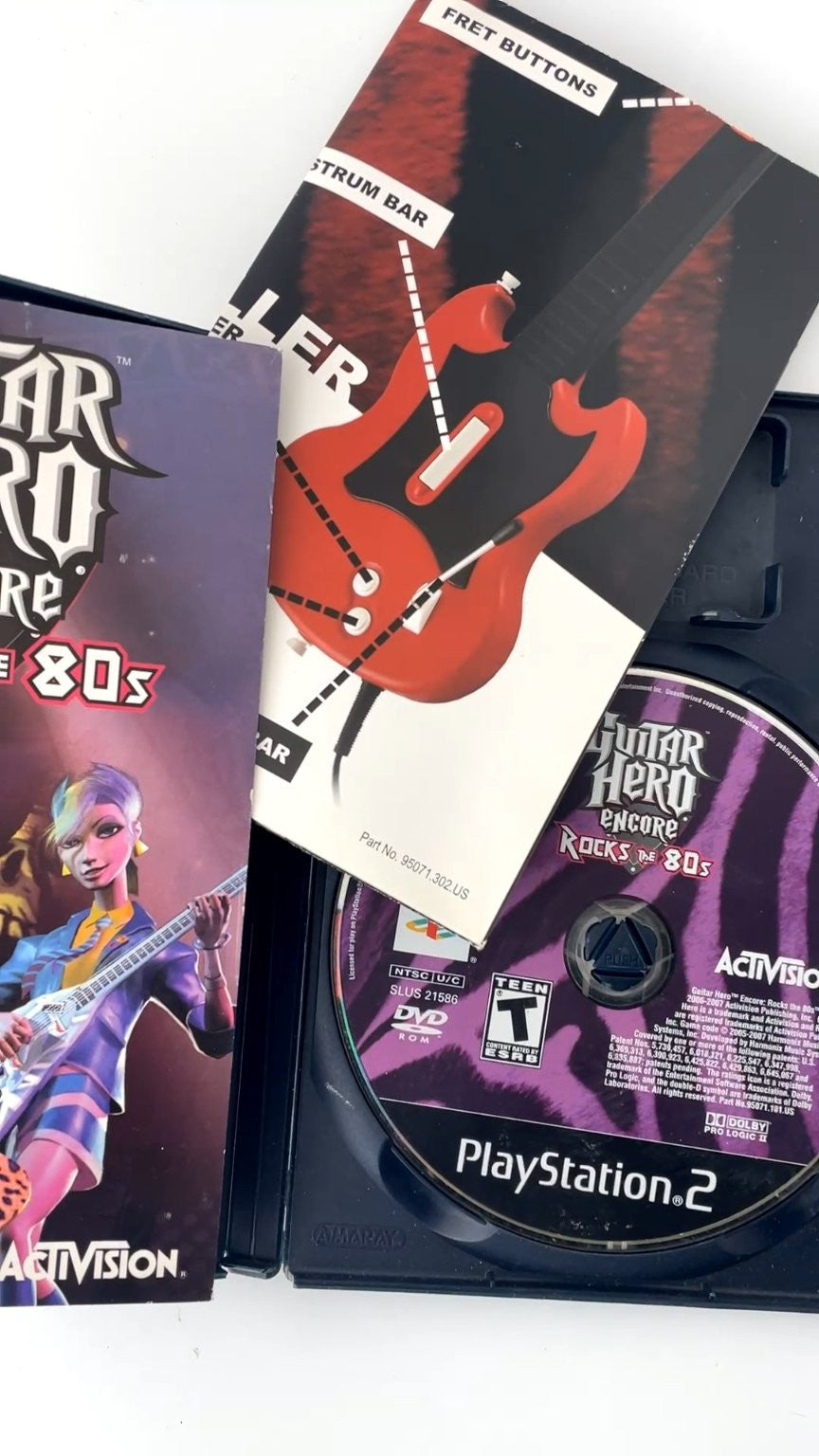 Guitar Hero Encore Rocks the 80s PlayStation 2 CIB WITH POSTER! TESTED