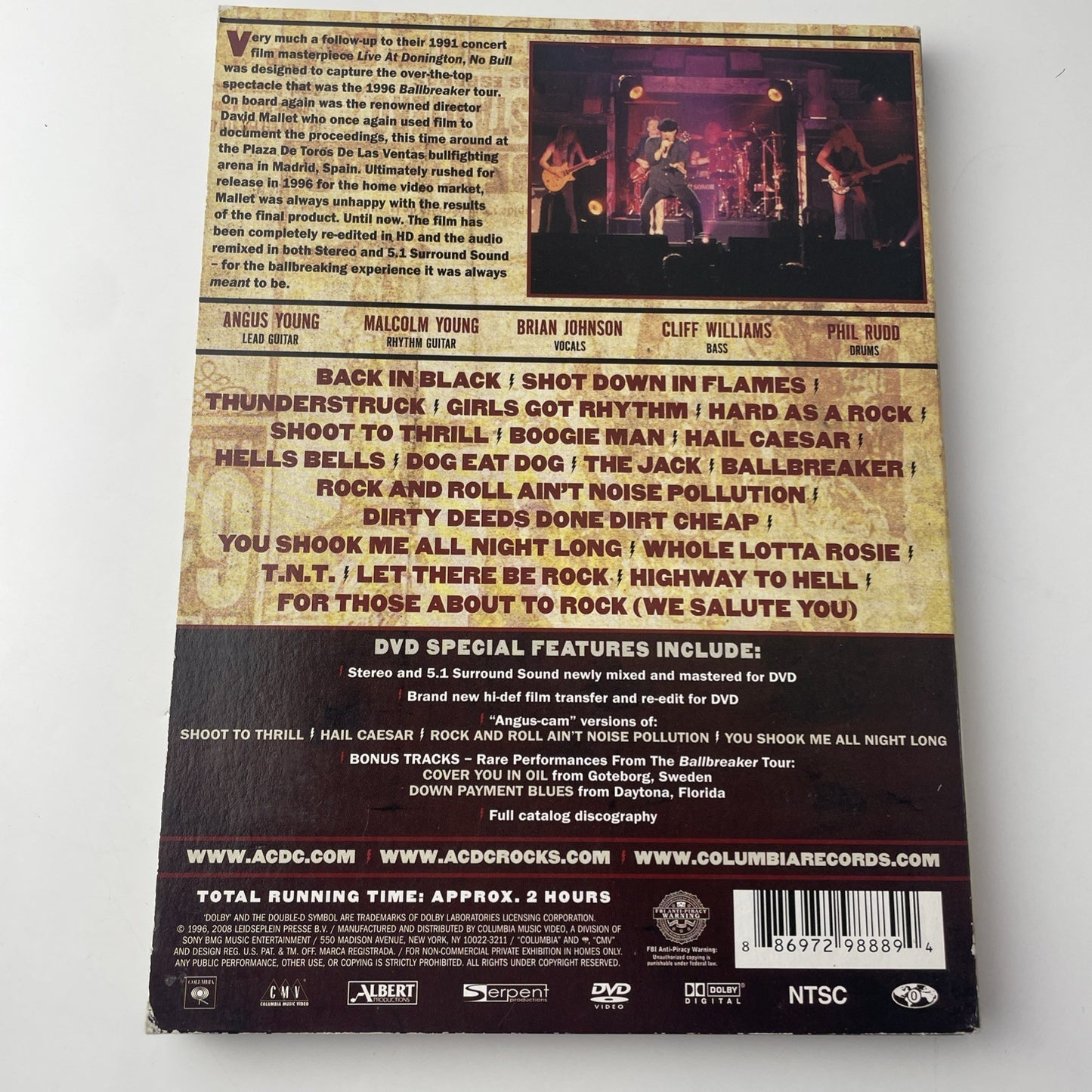 AC/DC: No Bull: the Director's Cut (DVD, 1996) Very Good Used