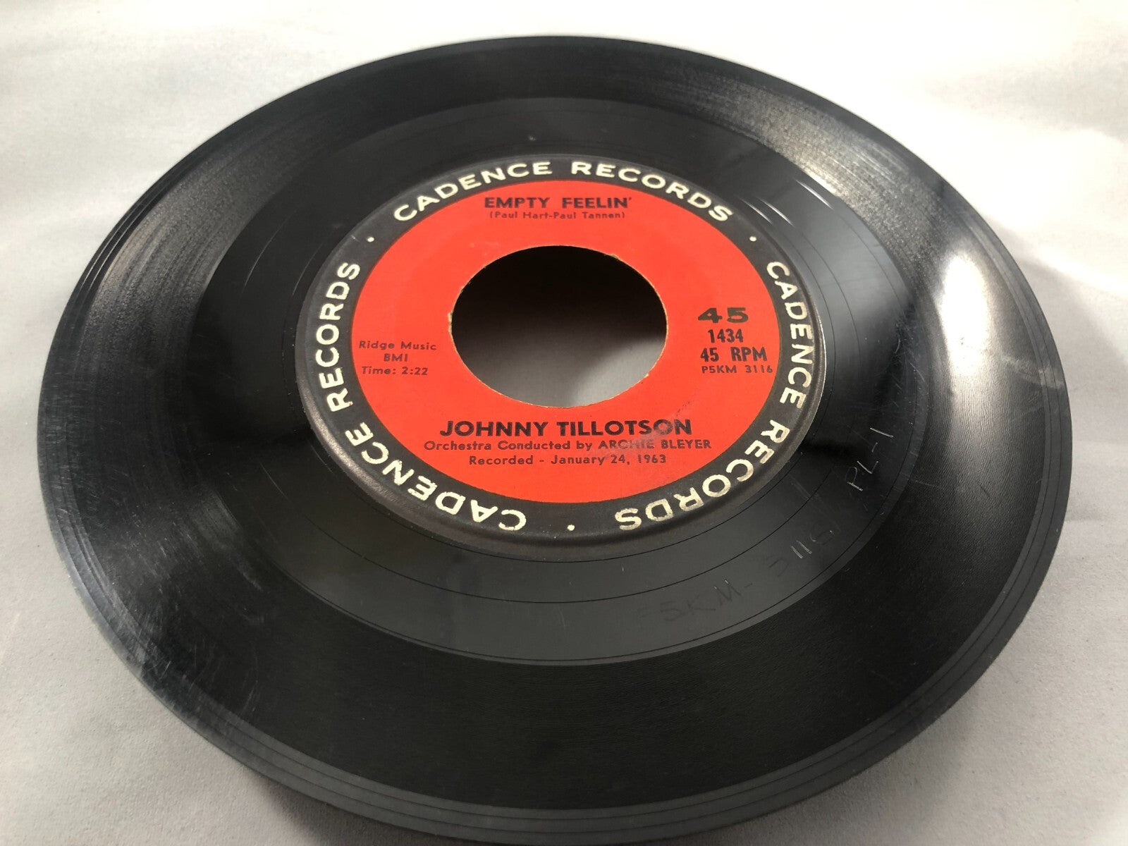 JOHNNY TILLOTSON  45 Cadence 1960'S  POP  funny time slips  FIRST PRESS  G