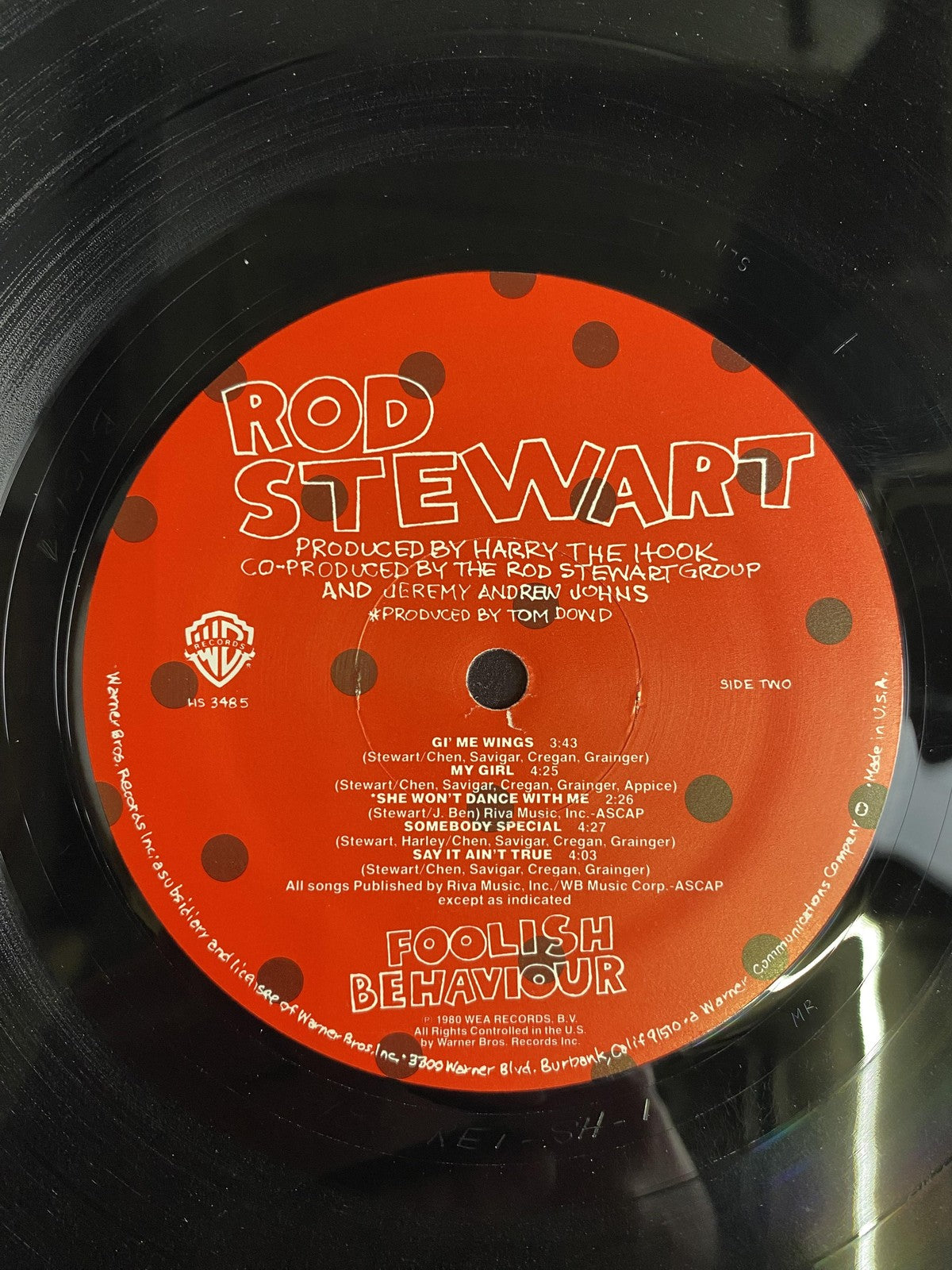 Vintage Rod Stewart Foolish Behaviour 12" Black Vinyl LP 1980 Warner Rock Pop