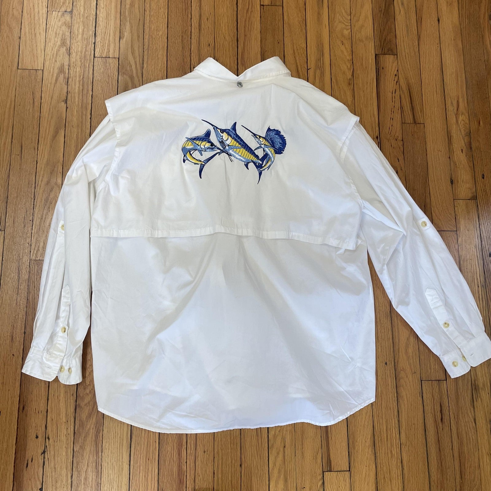 Cottonseed Shirt Mens XL Fishing Sailfish Embroidery Outdoor Vent Mesh Performan