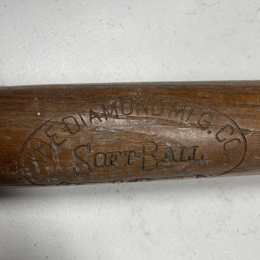 Vintage Antique Original Softball Bat Diamond Mfg. Co. D40 St. Louis 34” USA