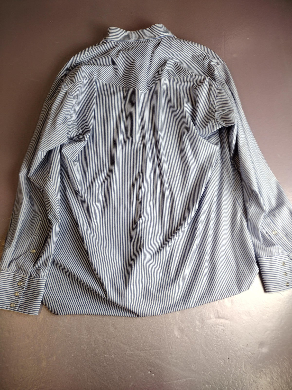 Ruddock Shirt Mens XL Blue Stripe Western Pearl Snap Long Sleeve Classic Fit