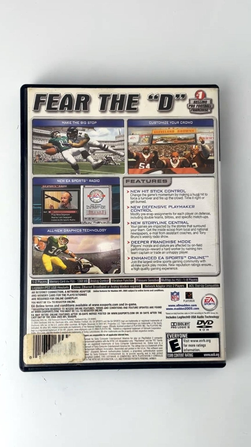 Madden NFL 2005 PlayStation 2 Video Game Multiplayer Online NO MANUAL TESTED
