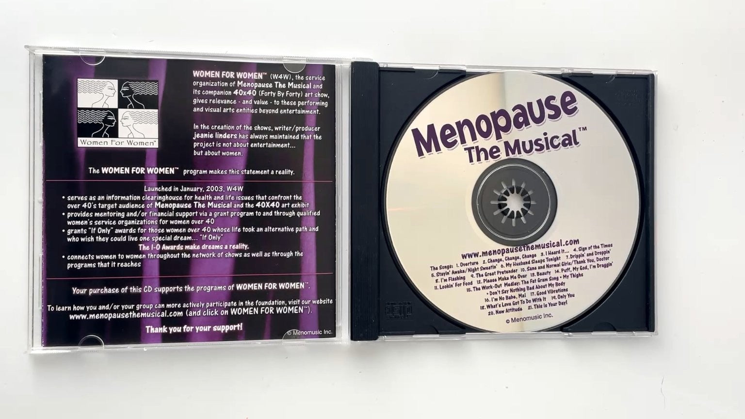 Menopause The Musical CD 2003 Women For Women Comedy Musical Menomusic