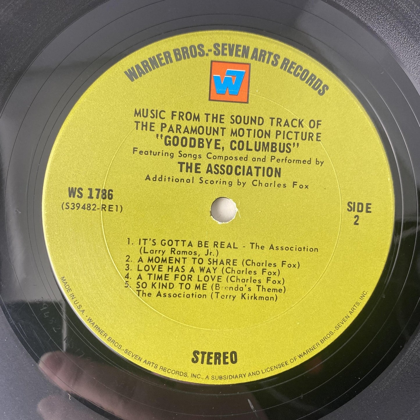 Vintage The Association Goodbye Columbus 12" Black Vinyl LP 1969 Warner OST Pop