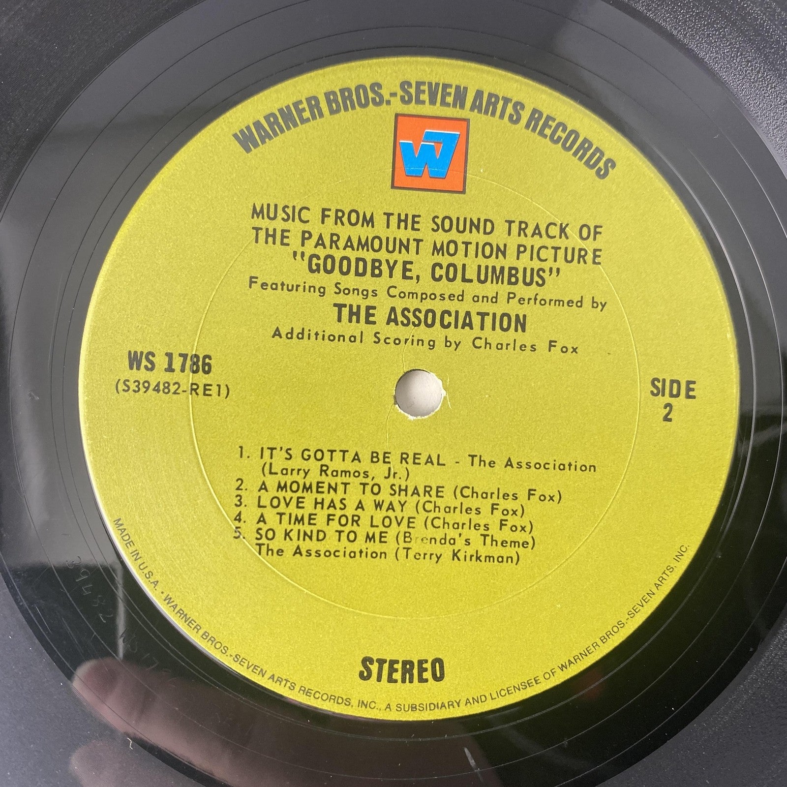 Vintage The Association Goodbye Columbus 12" Black Vinyl LP 1969 Warner OST Pop