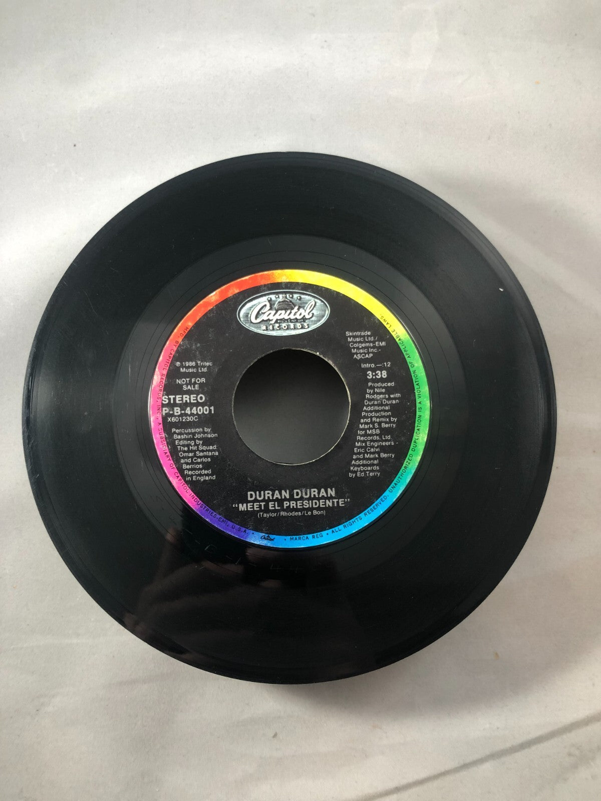 DURAN DURAN-MEET EL PRESIDENTE-7' 45 WHITE VINYL PROMO VG