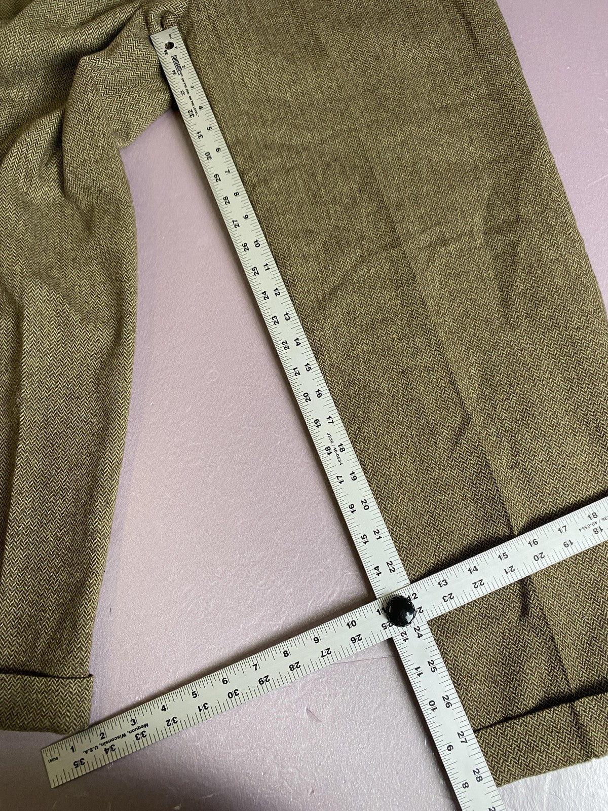 Evan Picone Dress Pants Womens 8 Brown Tweed Herringbone Pleated Cuffed Lined