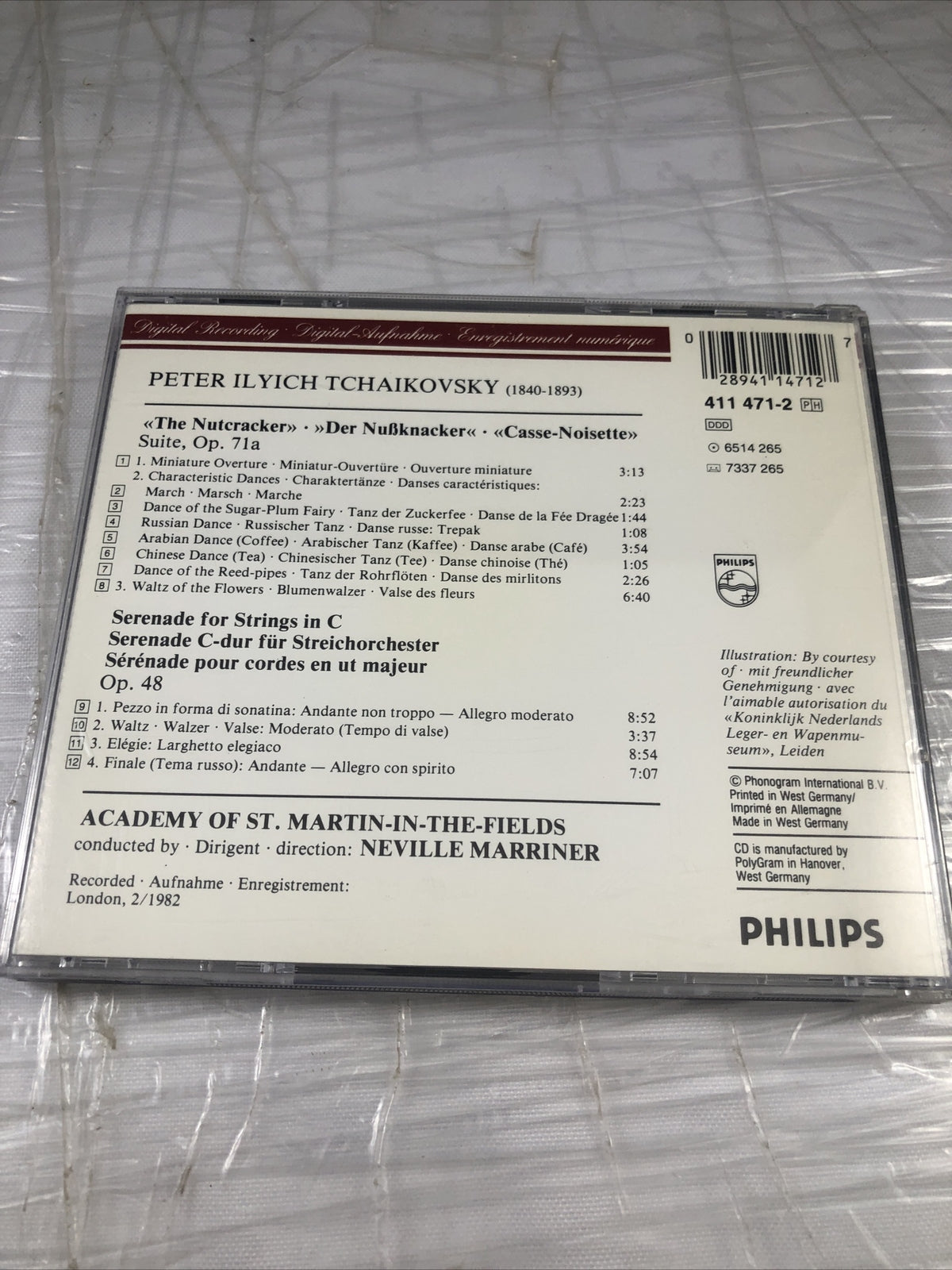 TCHAIKOVSKY Piano Nutcracker Suite Serenade Strings PHILIPS CD SOLID SILVER 1989