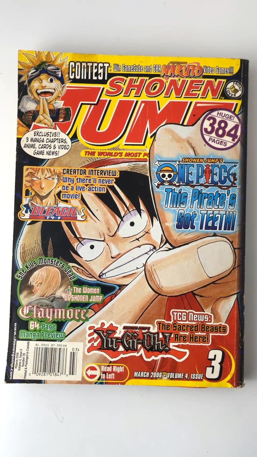 Shonen Jump Volume 4 Issue 3 March 2006 Naruto One Piece Yu-Gi-Oh! NO CARD