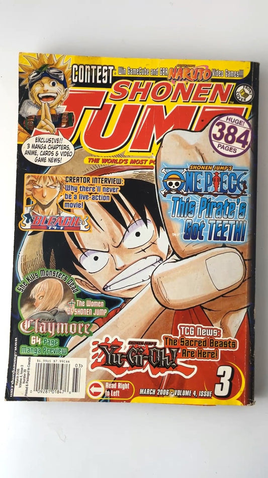 Shonen Jump Volume 4 Issue 3 March 2006 Naruto One Piece Yu-Gi-Oh! NO CARD
