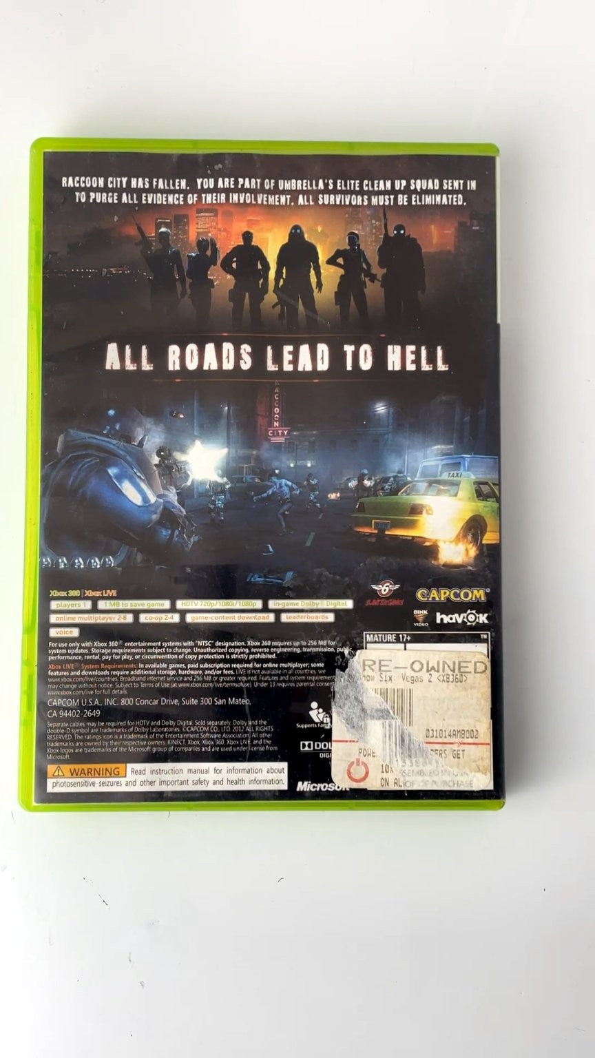 Resident Evil Operation Raccoon City Xbox 360 CIB HORROR ZOMBIE CIB TESTED