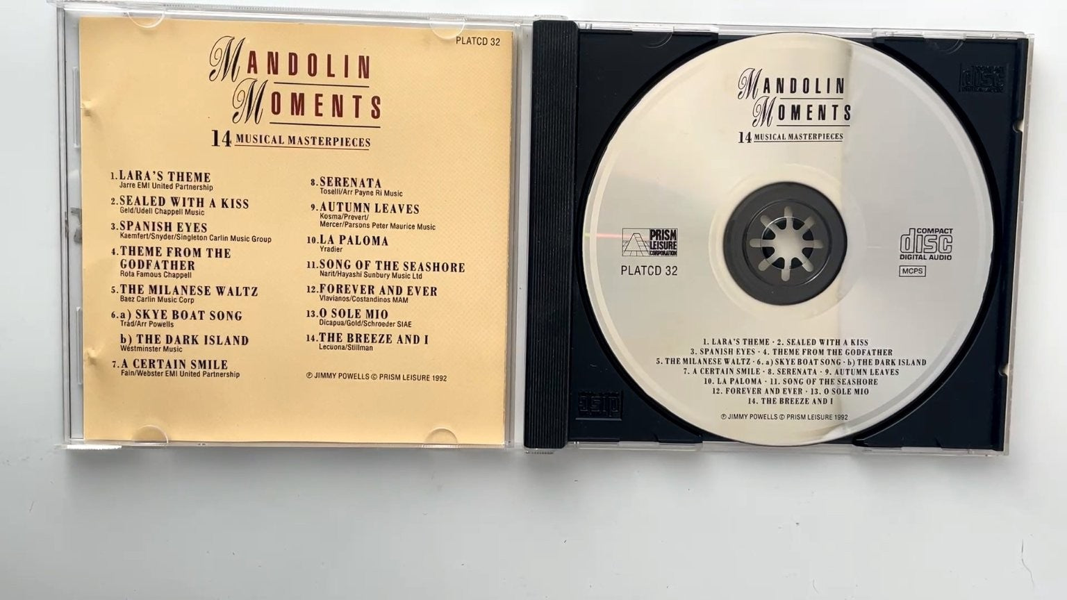 Jimmy Powells - Mandolin Moments CD 1992 Prism Leisure Instrumental Folk