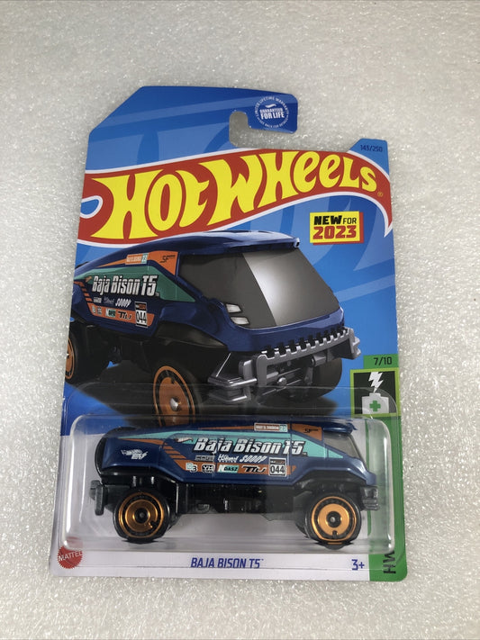 Hot Wheels BAJA BISON T5 HW Green Speed 7/10 2023 143/250 EC Dark Blue New 1:64