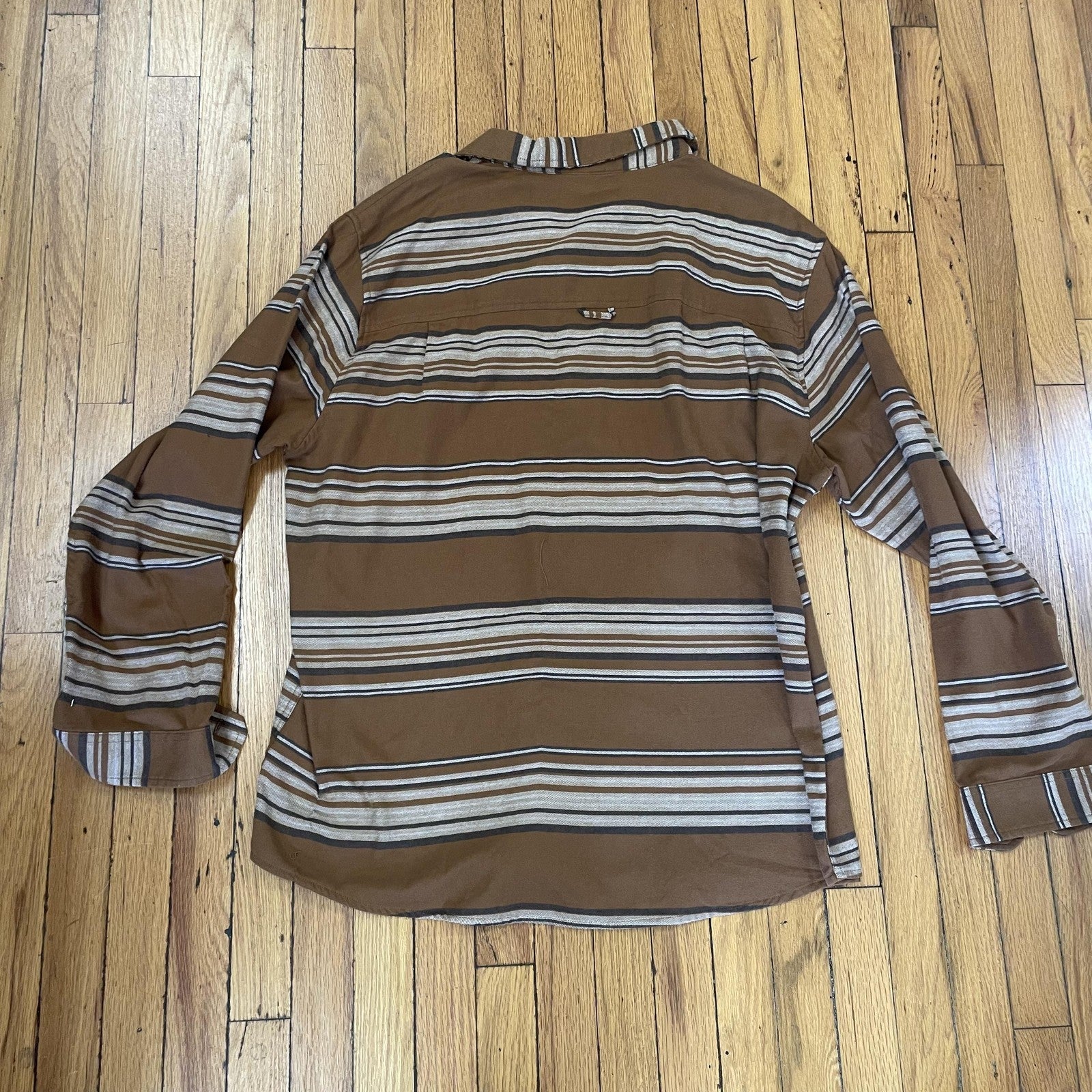 Hurley Shirt Mens 2XL Brown Tan Striped Long Sleeve Button Up Casual Skate Beach