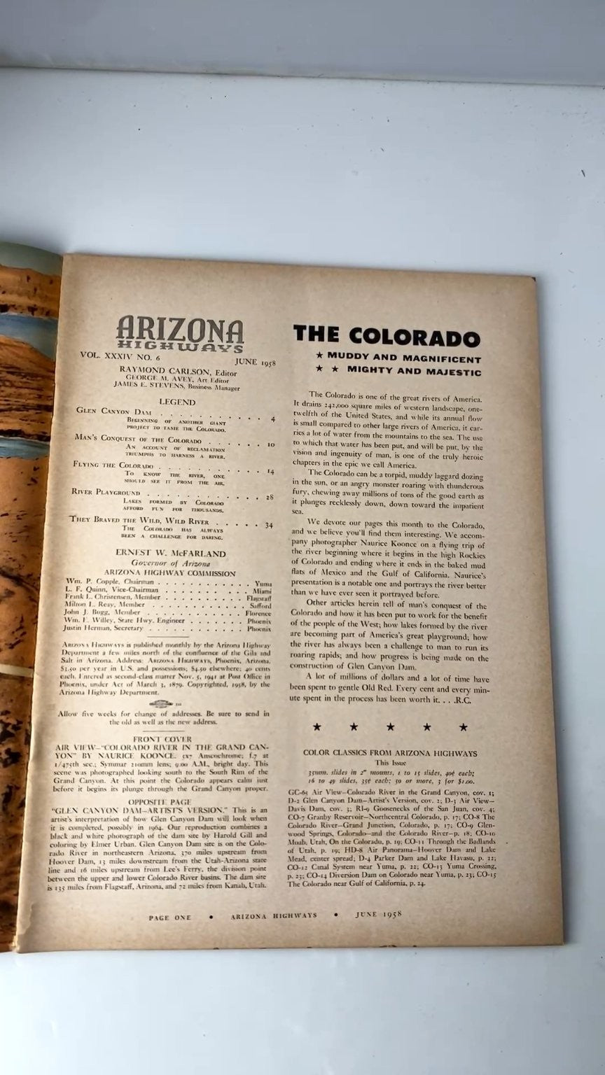 Arizona Highways Magazine June 1958 Vol 34 No 6 Flying Colorado River Grand