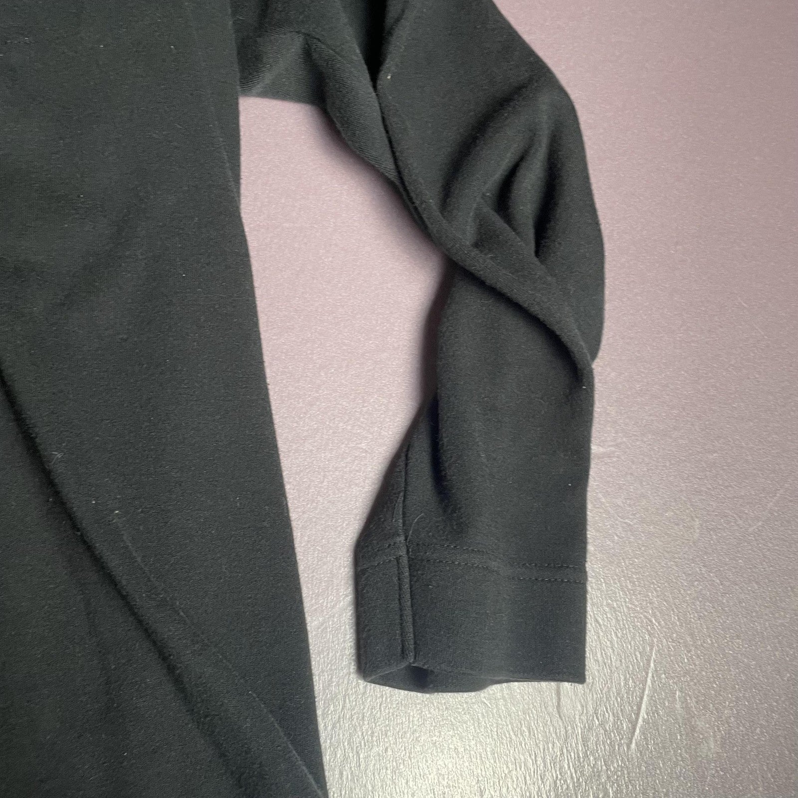 Talbots Shirt Womens Large Black Mock Neck Button Pocket Long Sleeve Tunic Knit