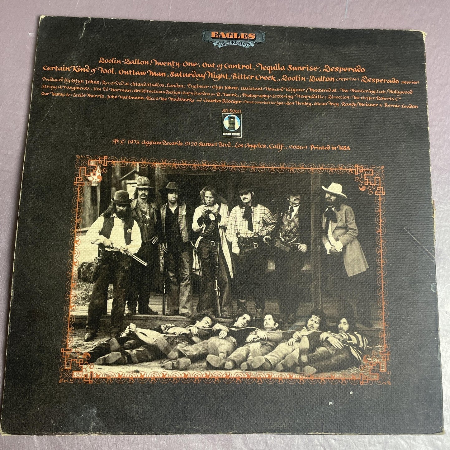 Vintage Eagles Desperado 12" Black Vinyl LP 1973 Asylum Country Rock Album