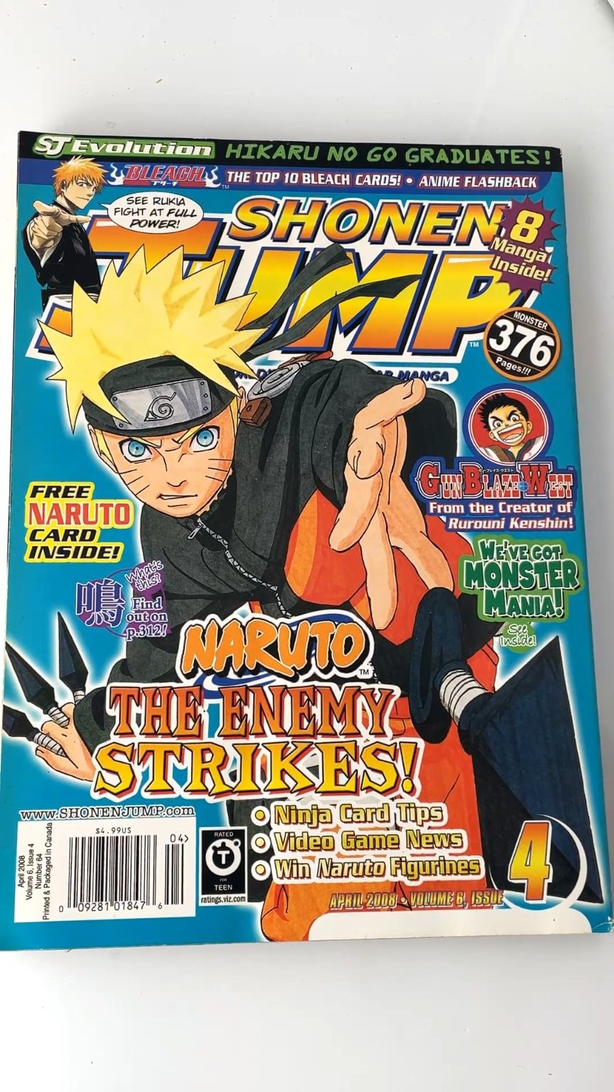 Shonen Jump Volume 6 Issue 4 Naruto Sasuke April 2008 Manga WITH CARD
