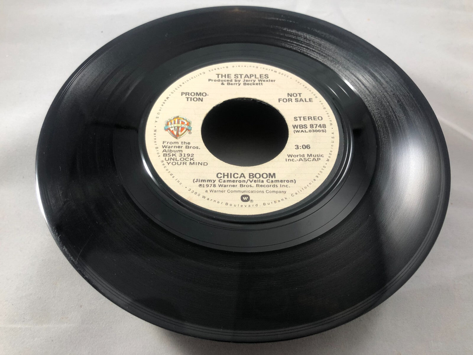 Soul Promo 45 The Staples - Chica Boom / Chica Boom On Warner Bros. VG+