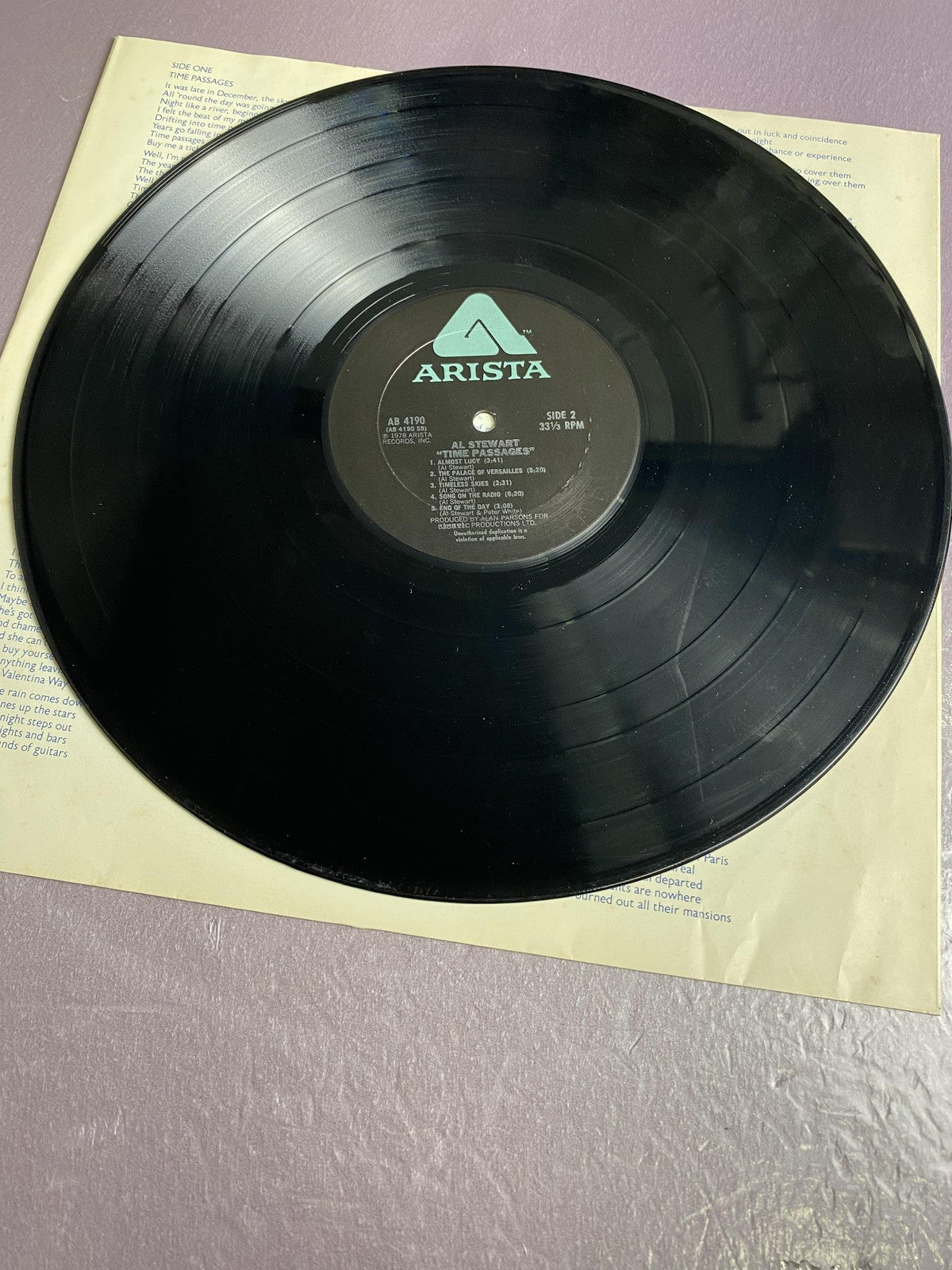 Vintage Al Stewart Time Passages 12" Vinyl LP 1978 Arista Soft Rock Album Pop