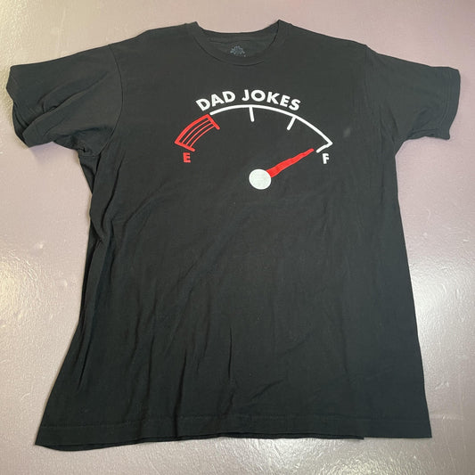 Dad Jokes Shirt Mens Large Black Funny Graphic Fuel Gauge Humor Tee T-Shirt