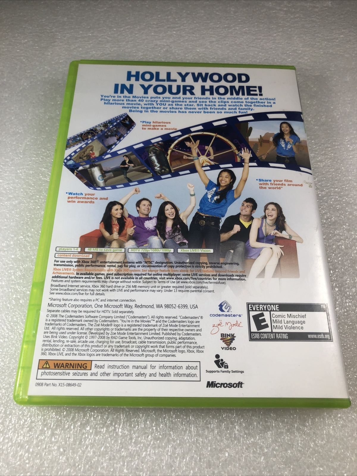 You'Re In The Movies Xbox 360 Game Complete W/ Manual Good No Camera