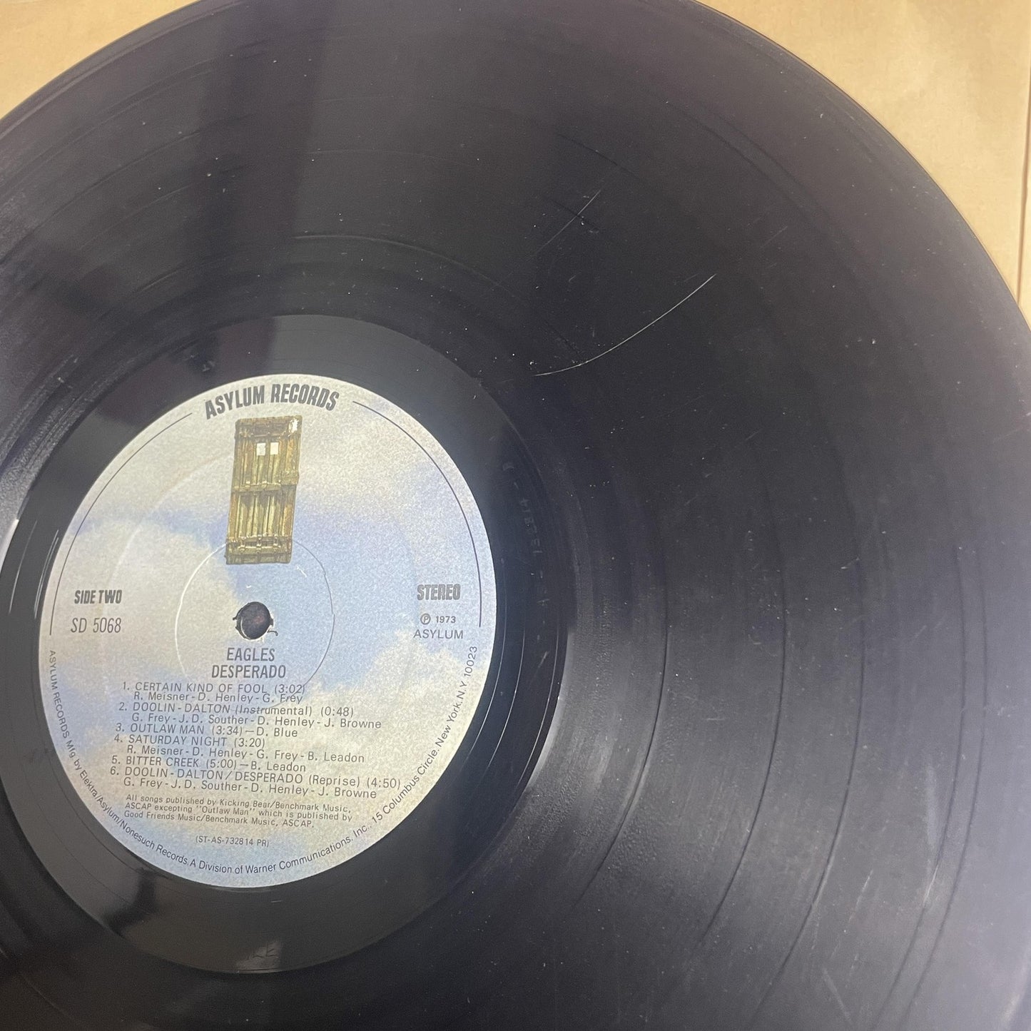 Vintage Eagles Desperado 12" Black Vinyl LP 1973 Asylum Country Rock Album