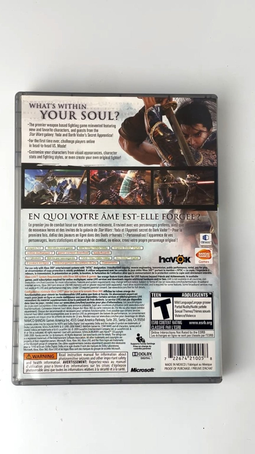 Soulcalibur IV Platinum Hits Xbox 360 Video Game Multiplayer TESTED NO MANUAL