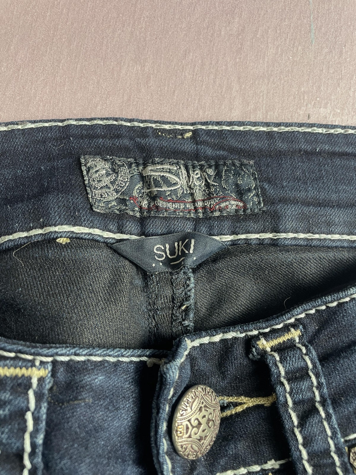 Silver Jeans Co Jeans Womens W26/L31 Blue Suki Mid Skinny Embroidered Dark Wash