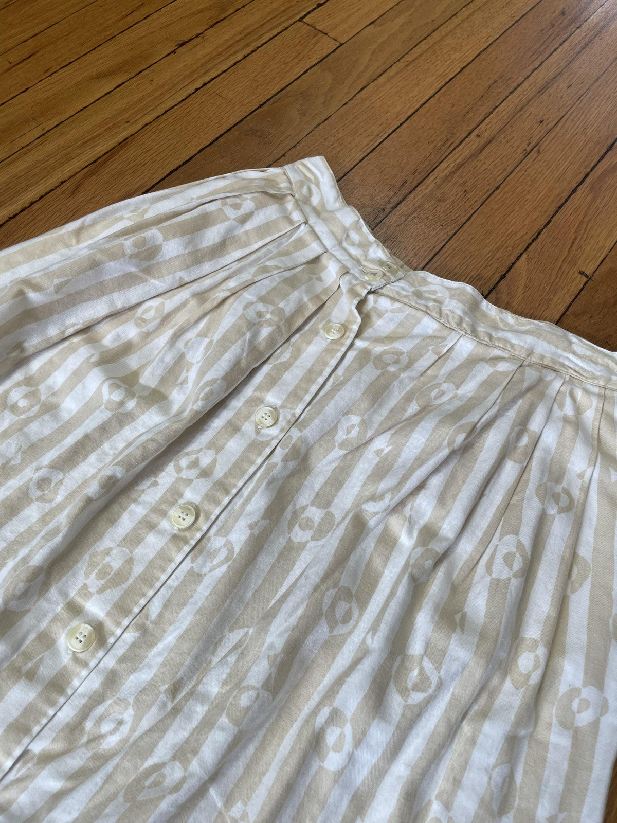 Vintage The Villager Skirt Womens 10 Striped Button Front Midi 80s