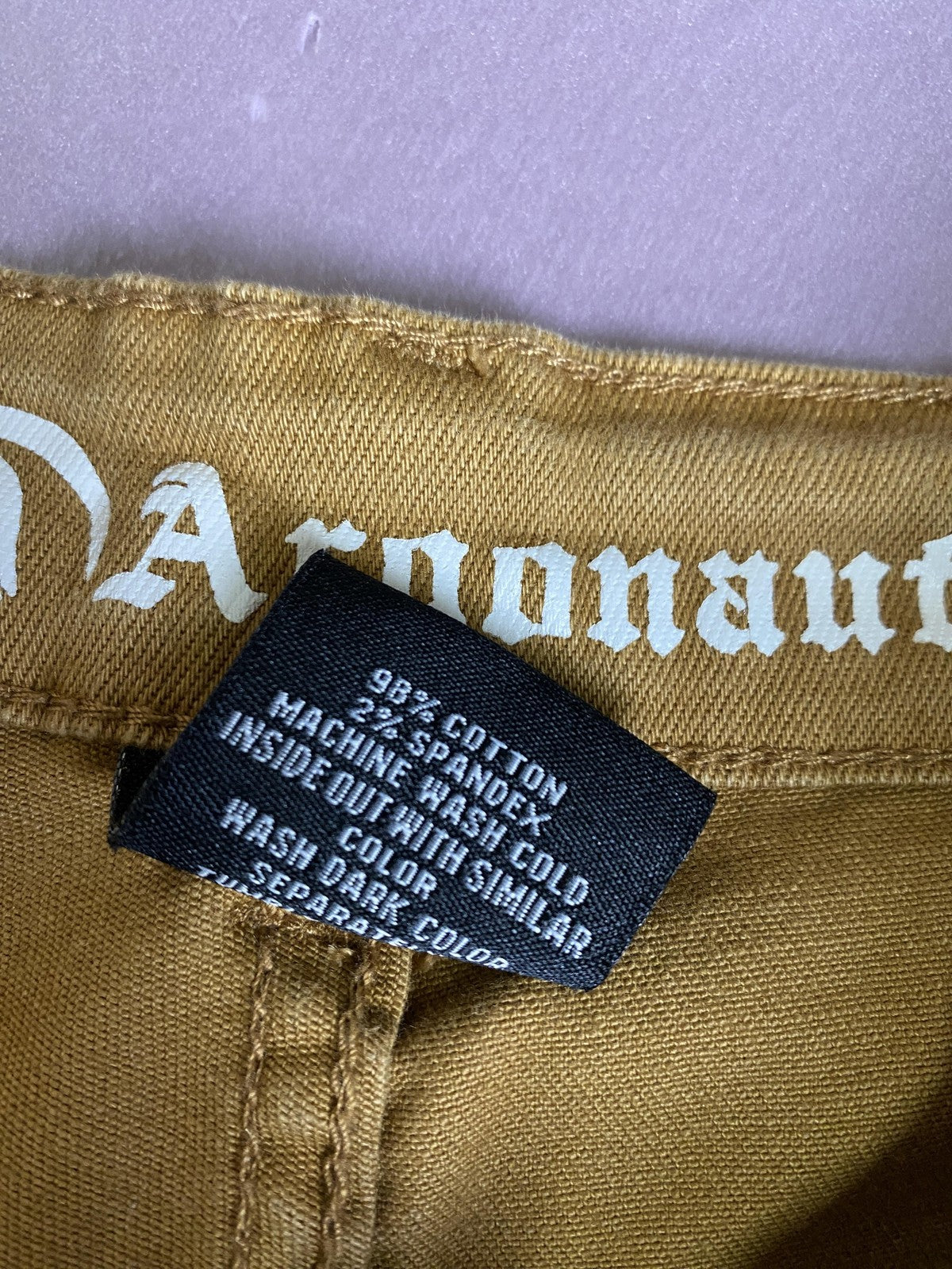 Argonaut Jeans Mens 34x32 Gold Distressed Skinny Slim Stretch Denim Pants