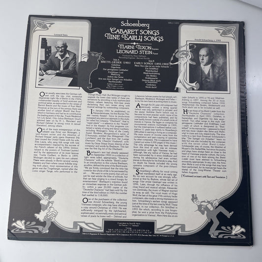 MARNI NIXON Cabaret Songs of Arnold Schoenberg 9 Early Songs 1893-1903 RCA LP
